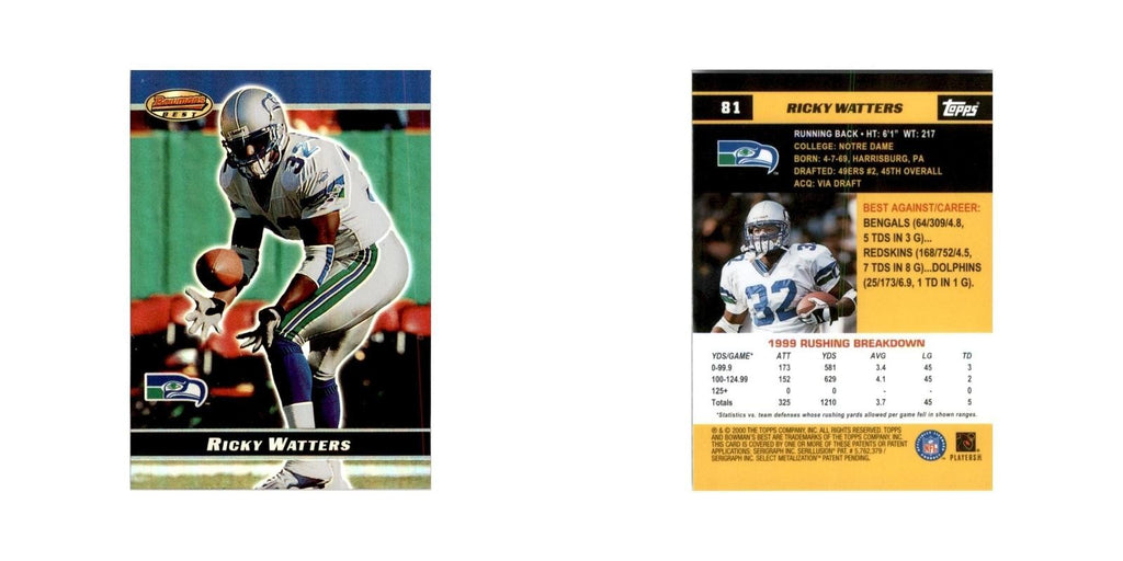 2000 Bowman's Best Ricky Watters Football Cards #81