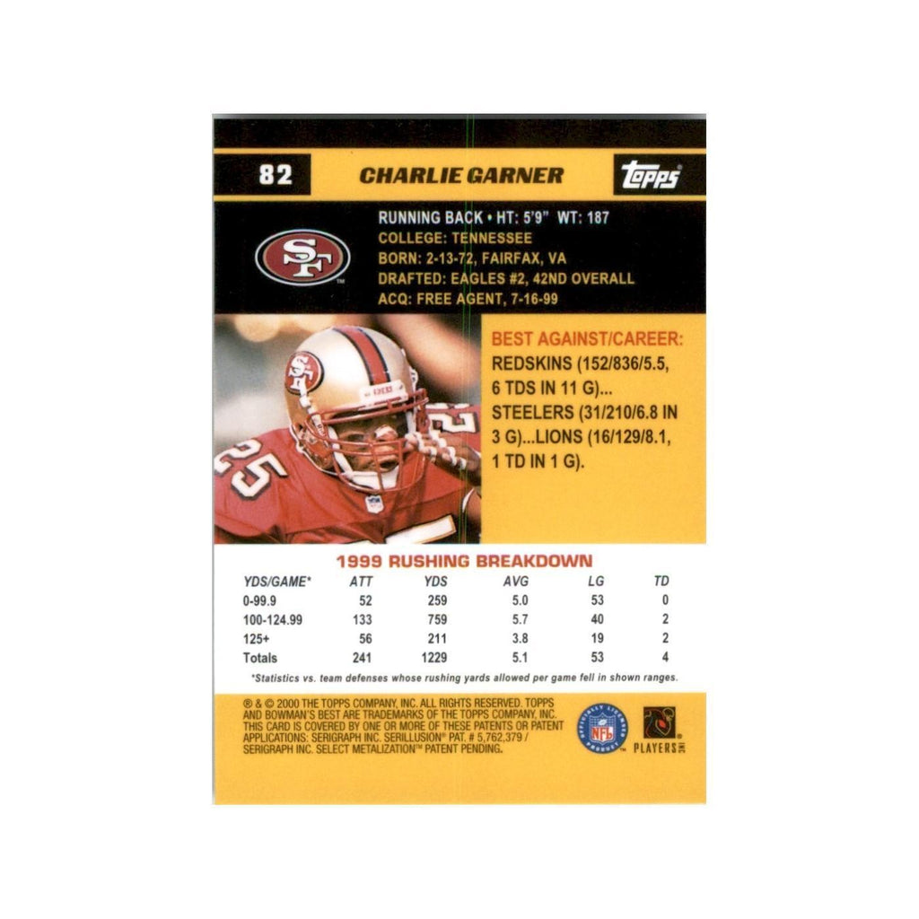 2000 Bowman's Best Charlie Garner Football Cards #82
