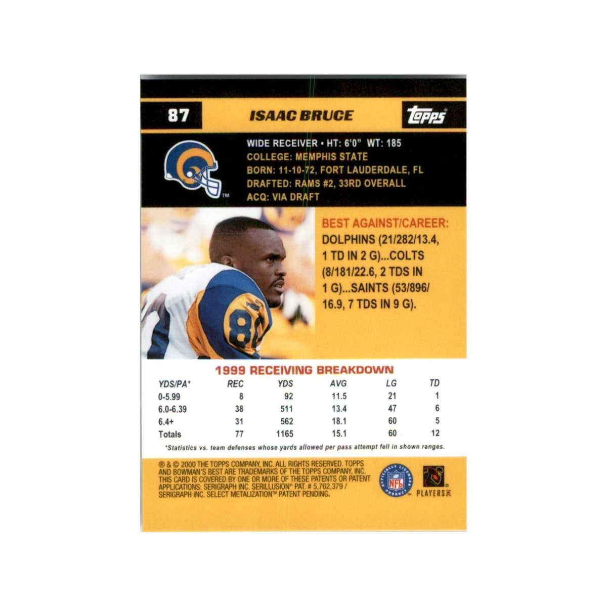2000 Bowman's Best Isaac Bruce Football Cards #87