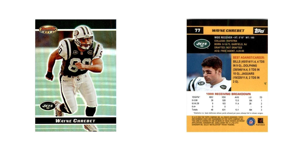 2000 Bowman's Best Wayne Chrebet Football Cards #77