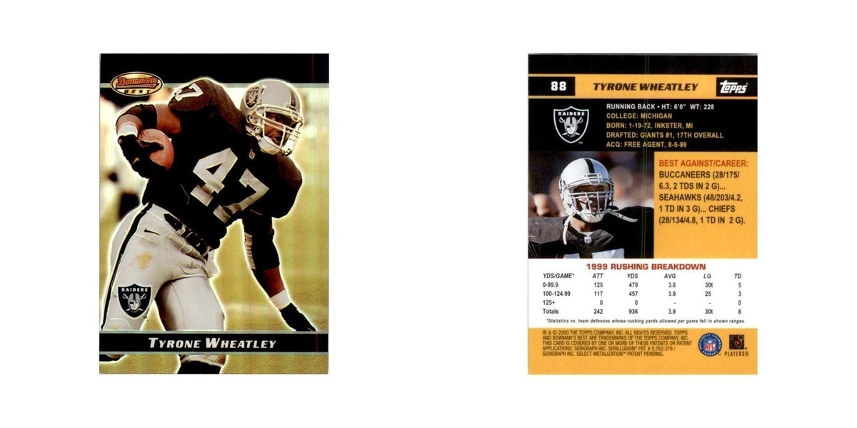 2000 Bowman's Best Tyrone Wheatley Football Cards #88