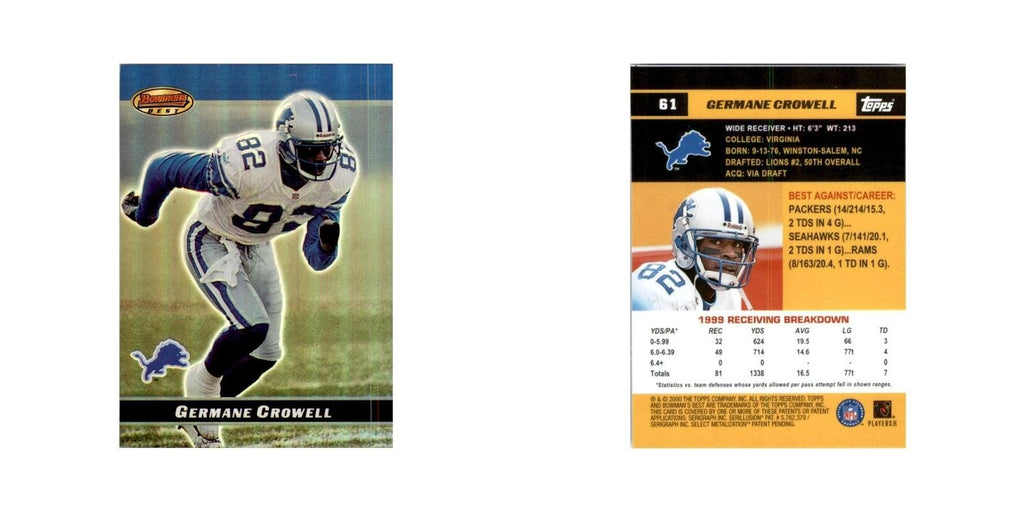 2000 Bowman's Best Germane Crowell Football Cards #61