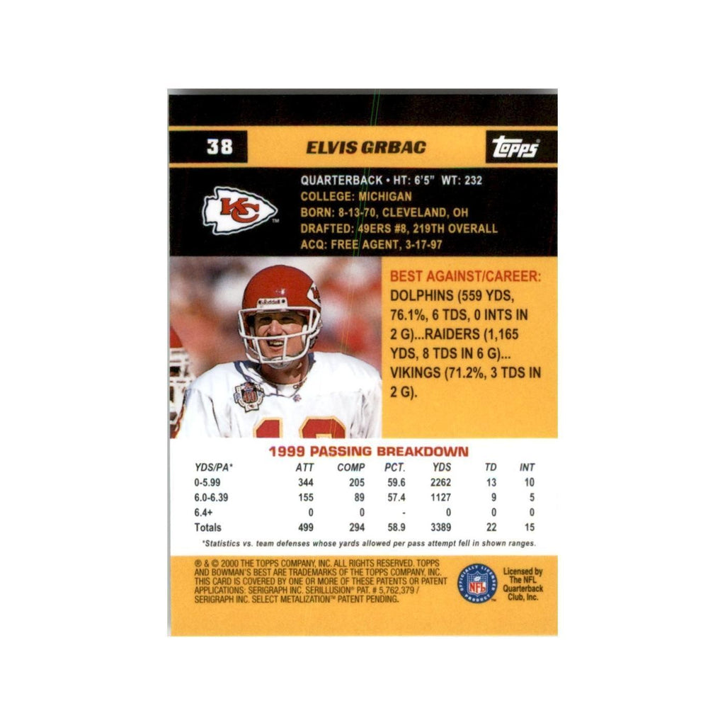2000 Bowman's Best Elvis Grbac Football Cards #38