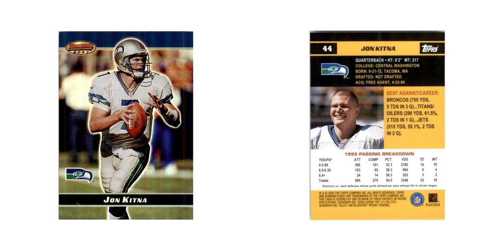 2000 Bowman's Best Jon Kitna Football Cards #44