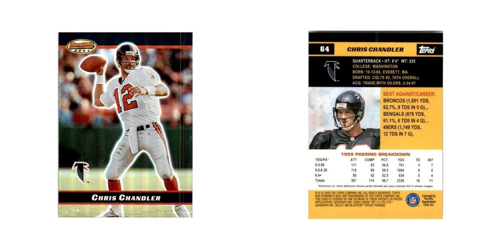 2000 Bowman's Best Chris Chandler Football Cards #64
