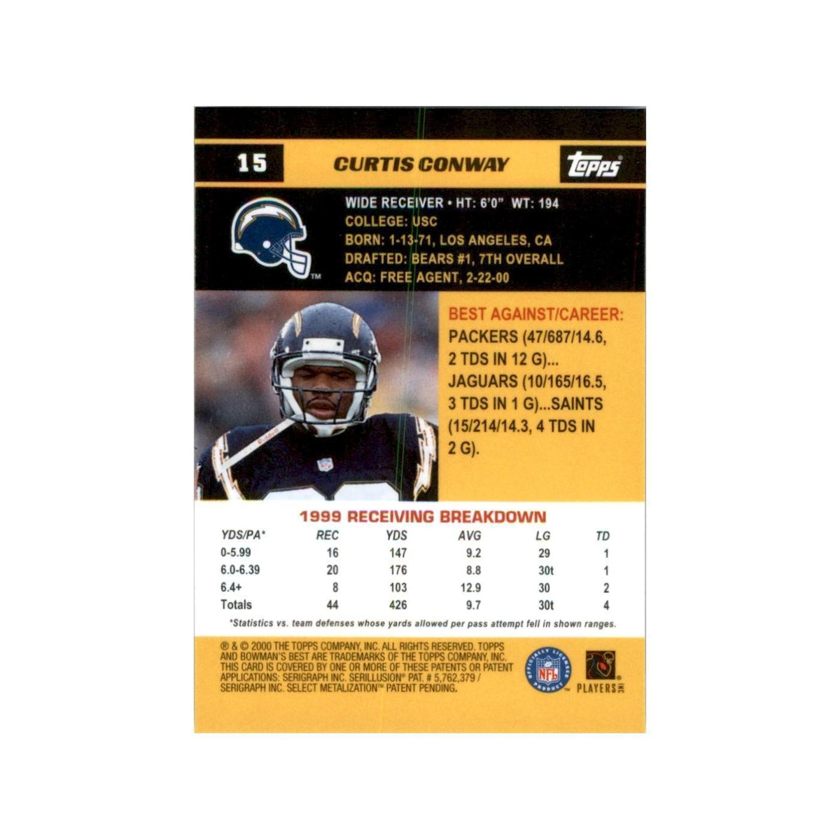 2000 Bowman's Best Curtis Conway Football Cards #15