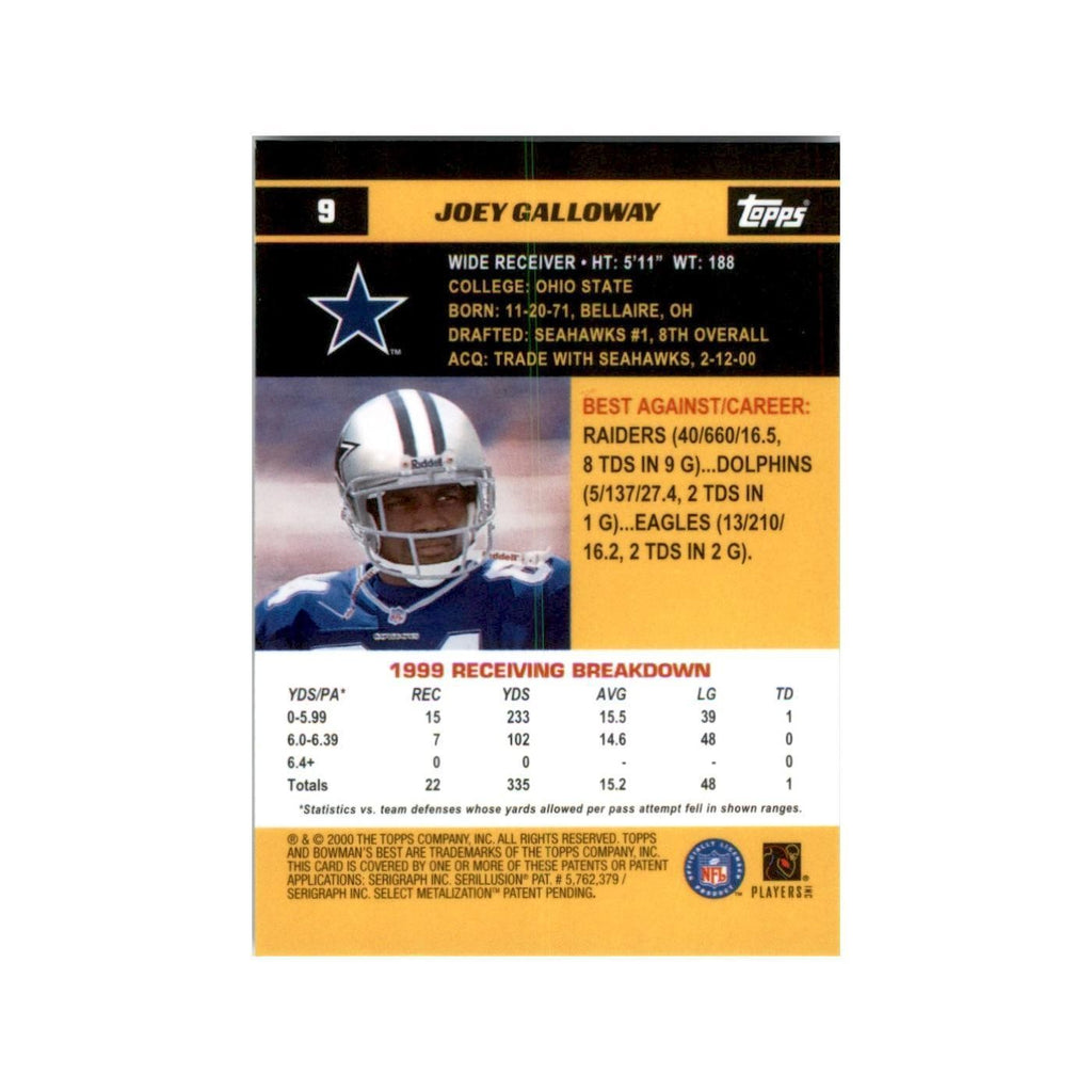2000 Bowman's Best Joey Galloway Football Cards #9
