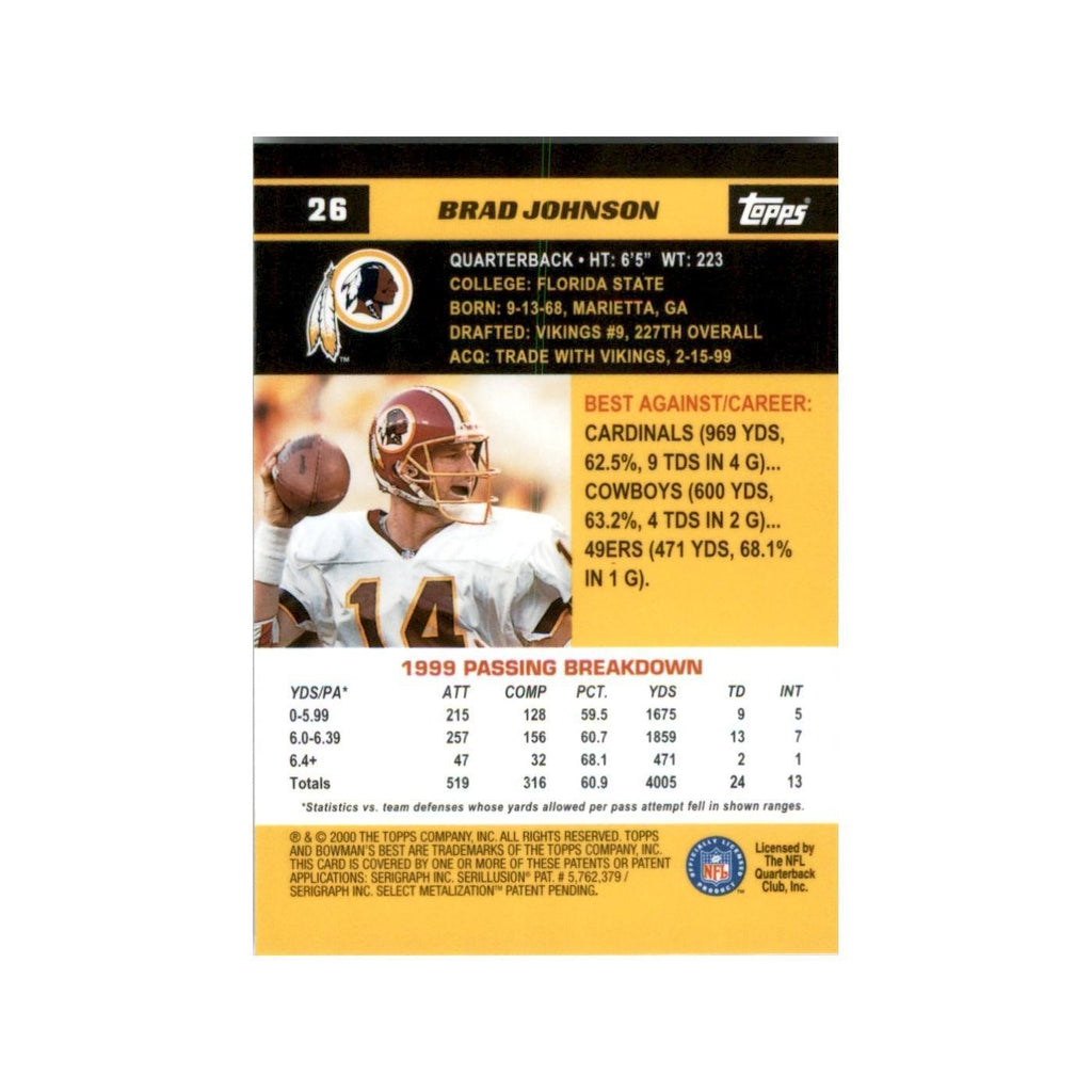2000 Bowman's Best Brad Johnson Football Cards #26