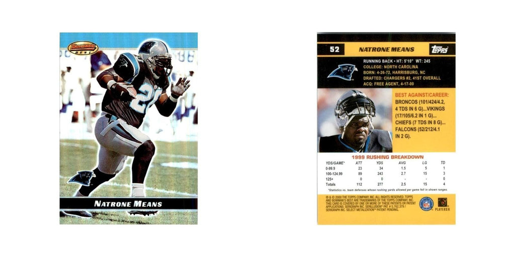 2000 Bowman's Best Natrone Means Football Cards #52