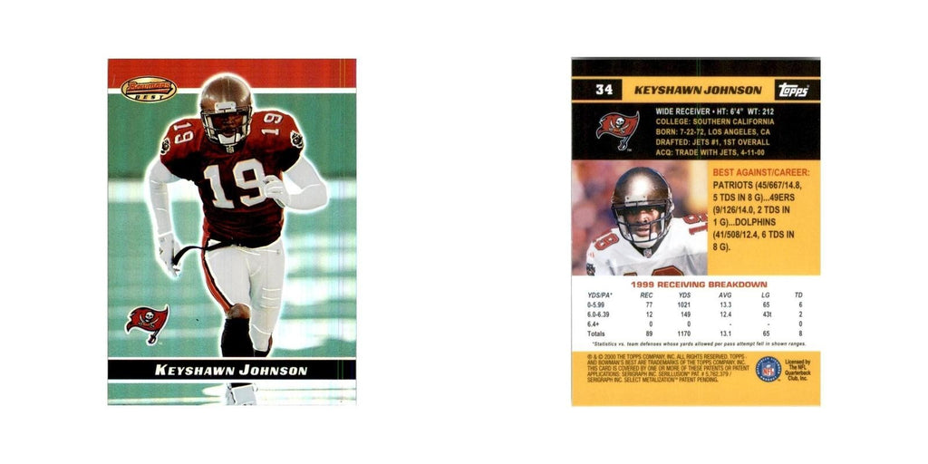 2000 Bowman's Best Keyshawn Johnson Football Cards #34