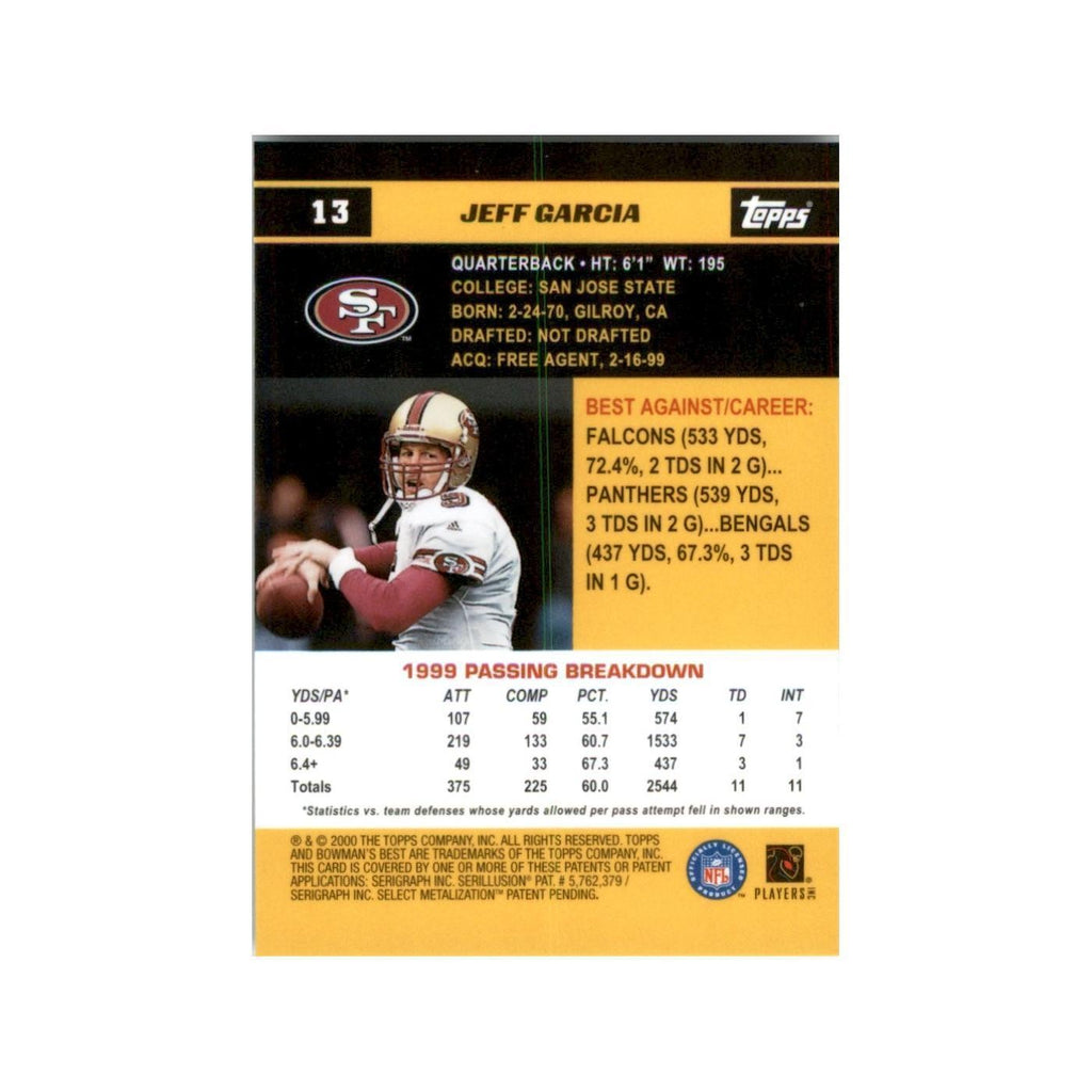 2000 Bowman's Best Jeff Garcia Football Cards #13