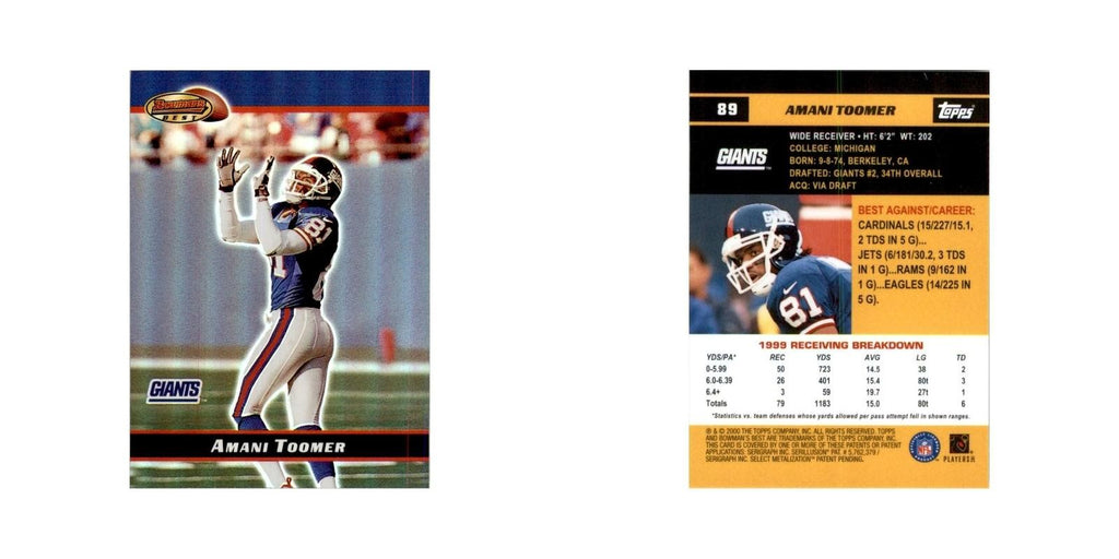 2000 Bowman's Best Amani Toomer Football Cards #89