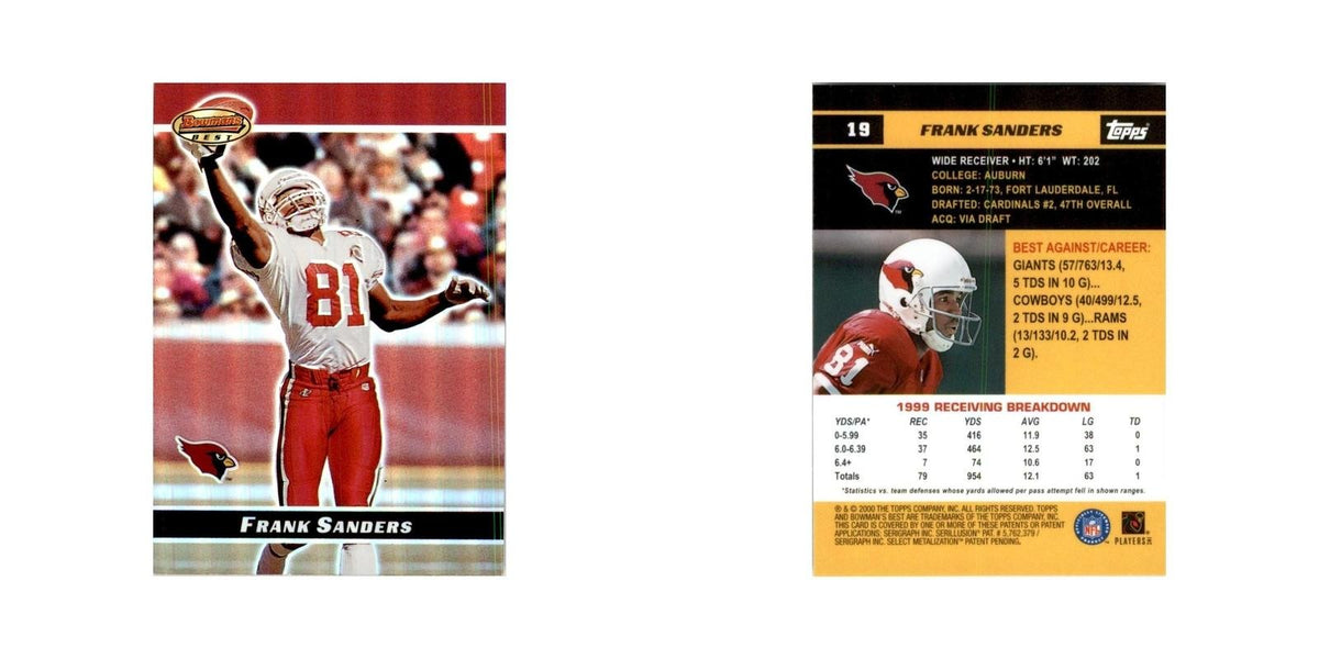 2000 Bowman's Best Frank Sanders Football Cards #19