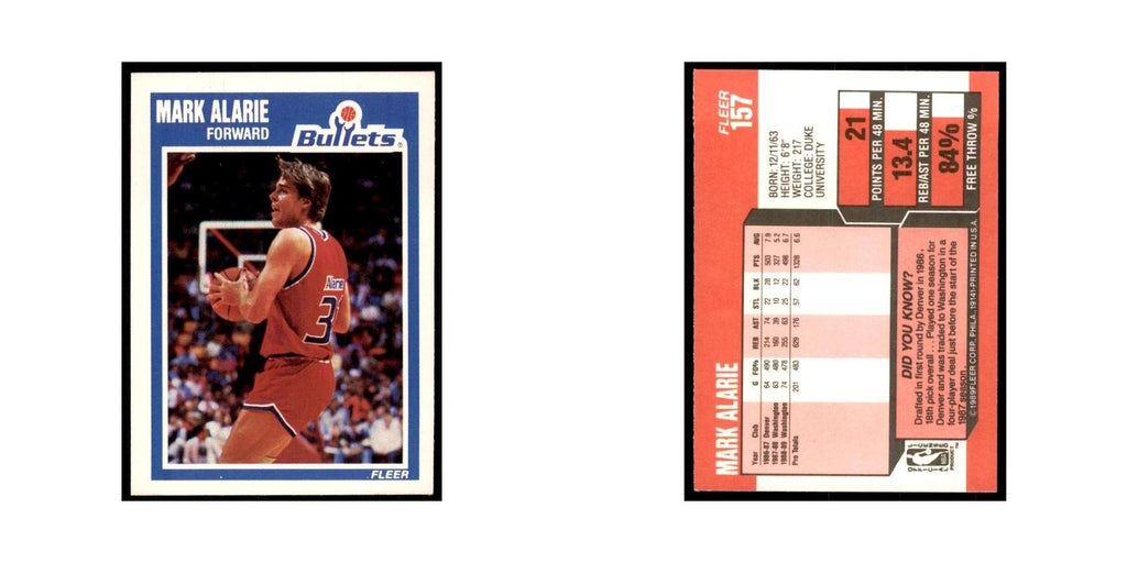 1989 Fleer Mark Alarie Basketball Cards #157