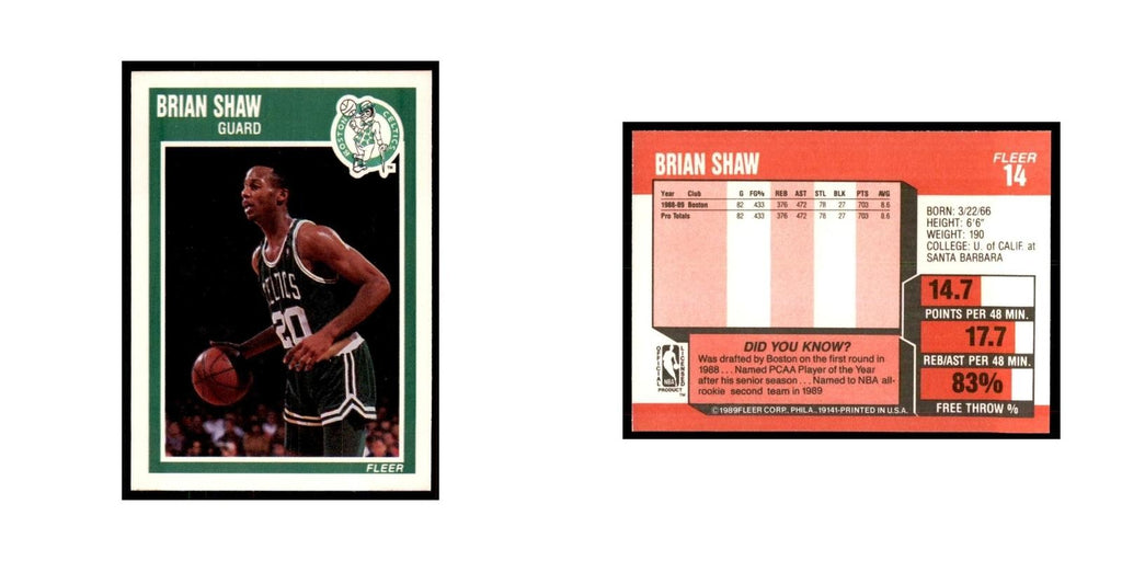1989 Fleer Brian Shaw Basketball Cards #14