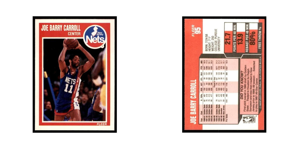 1989 Fleer Joe Barry Carroll Basketball Cards #95