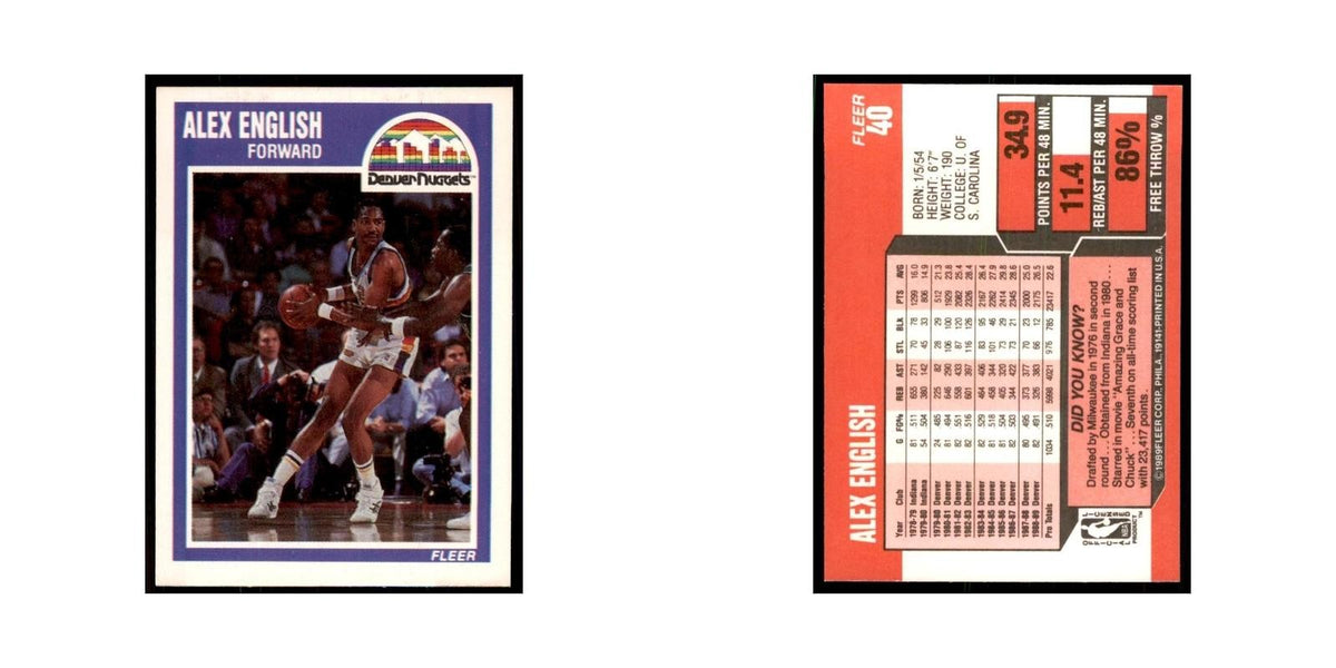 1989 Fleer Alex English Basketball Cards #40