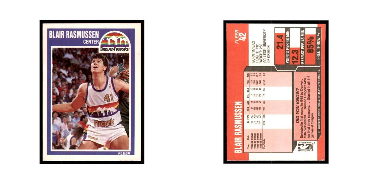 1989 Fleer Blair Rasmussen Basketball Cards #42