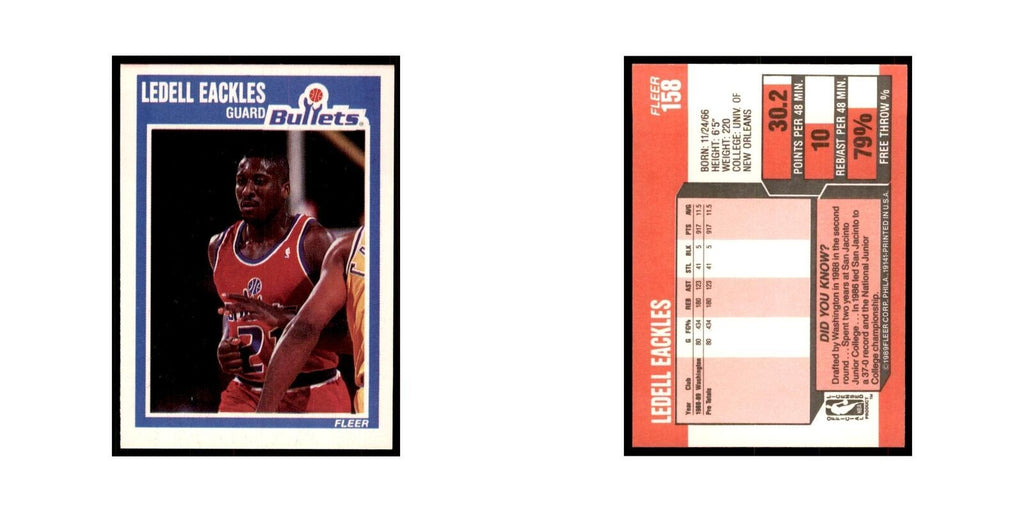 1989 Fleer Ledell Eackles Basketball Cards #158