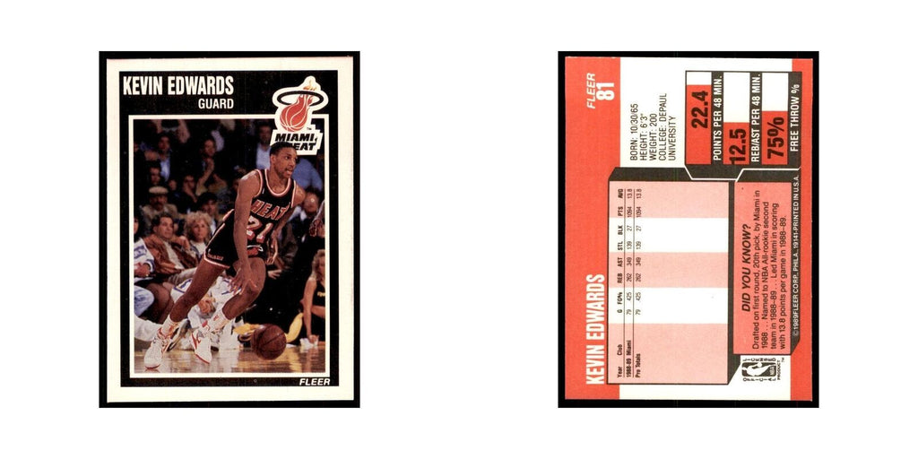 1989 Fleer Kevin Edwards Basketball Cards #81