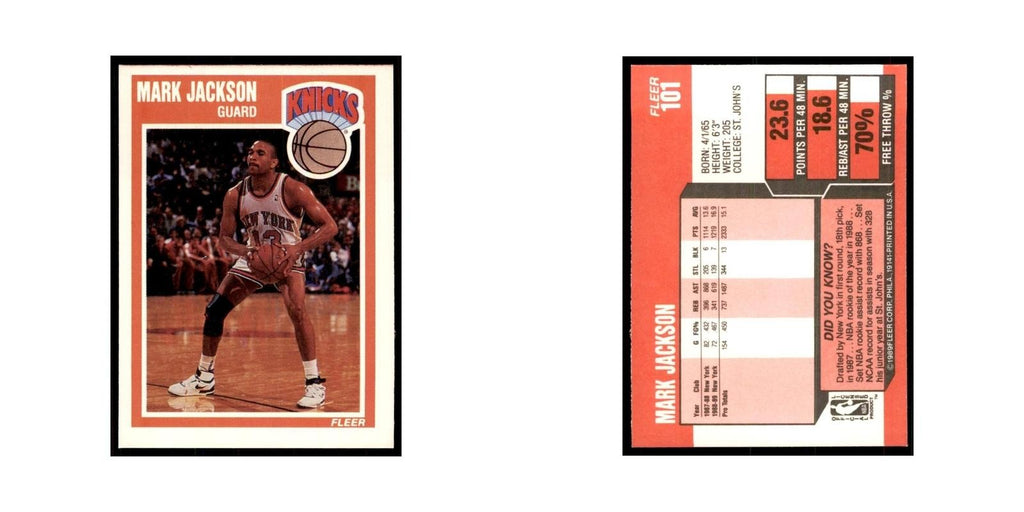 1989 Fleer Mark Jackson Basketball Cards #101