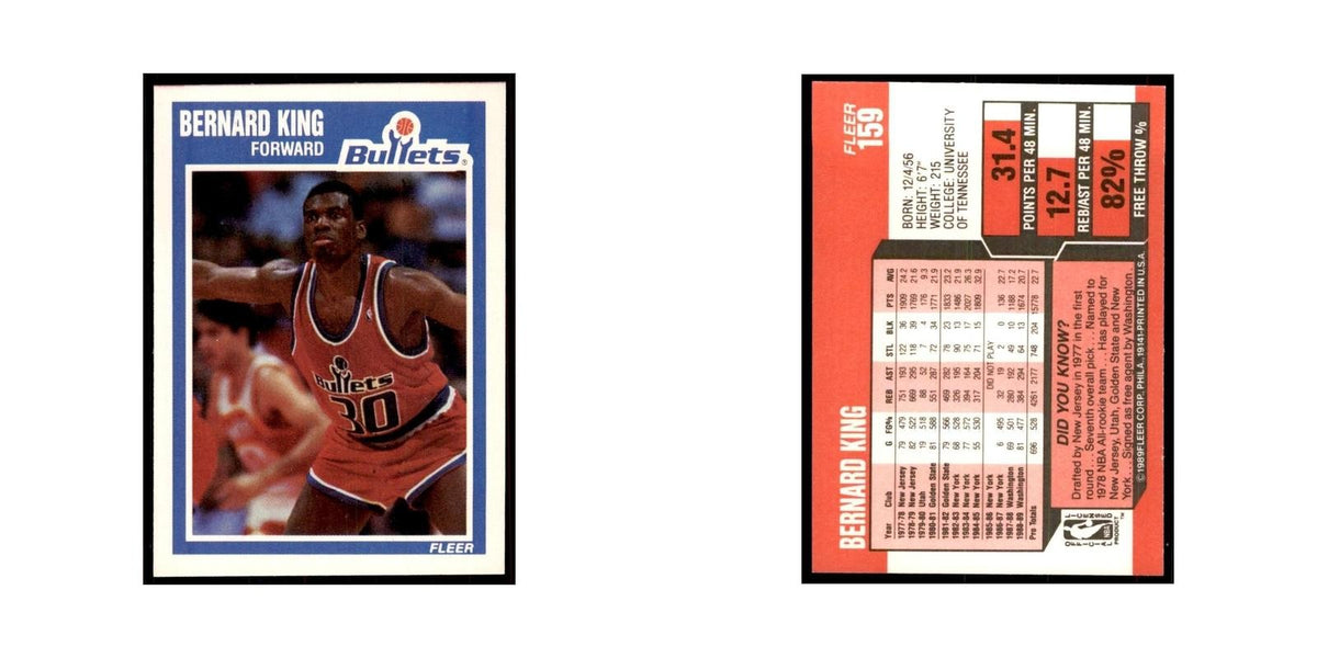 1989 Fleer Bernard King Basketball Cards #159
