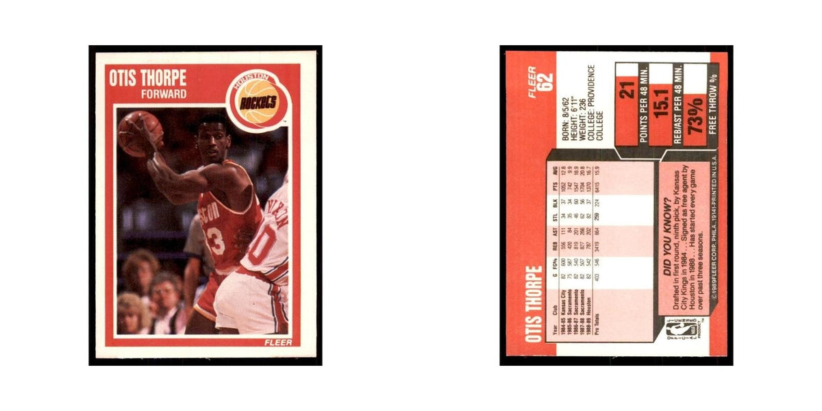 1989 Fleer Otis Thorpe Basketball Cards #62