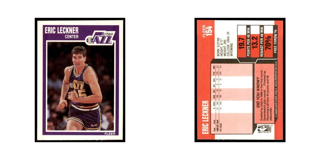 1989 Fleer Eric Leckner Basketball Cards #154