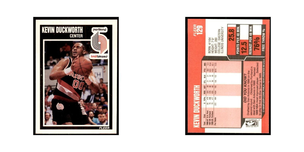 1989 Fleer Kevin Duckworth Basketball Cards #129