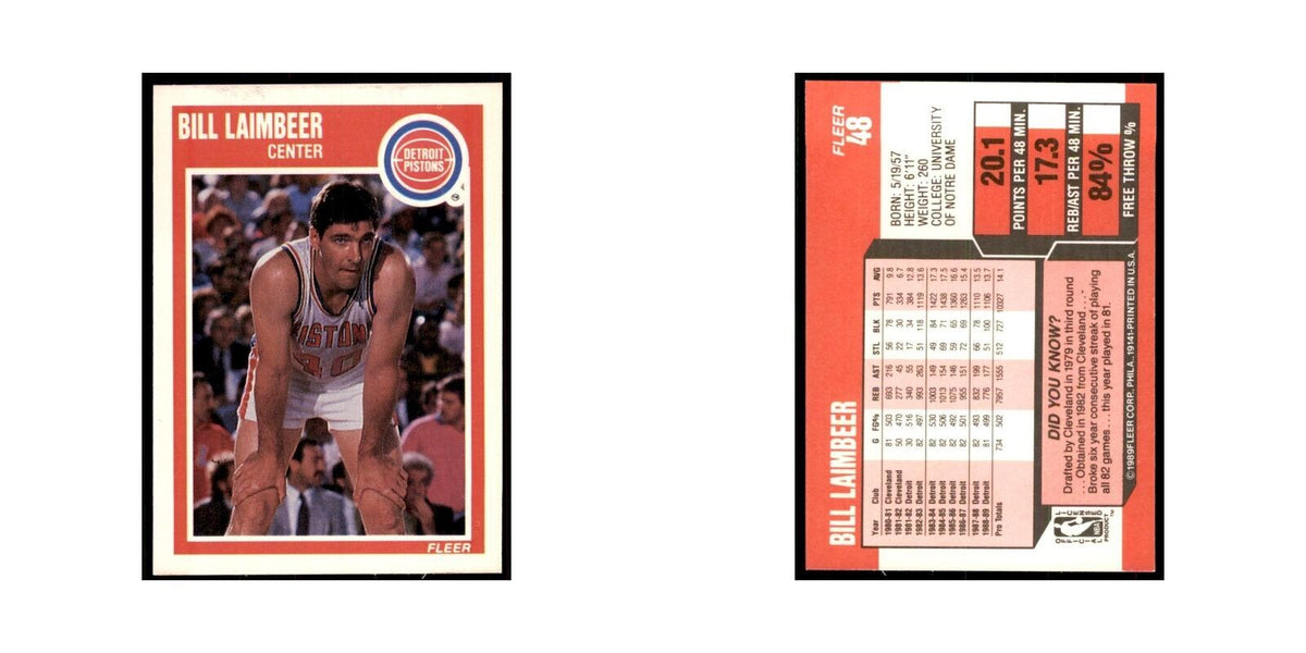 1989 Fleer Bill Laimbeer Basketball Cards #48