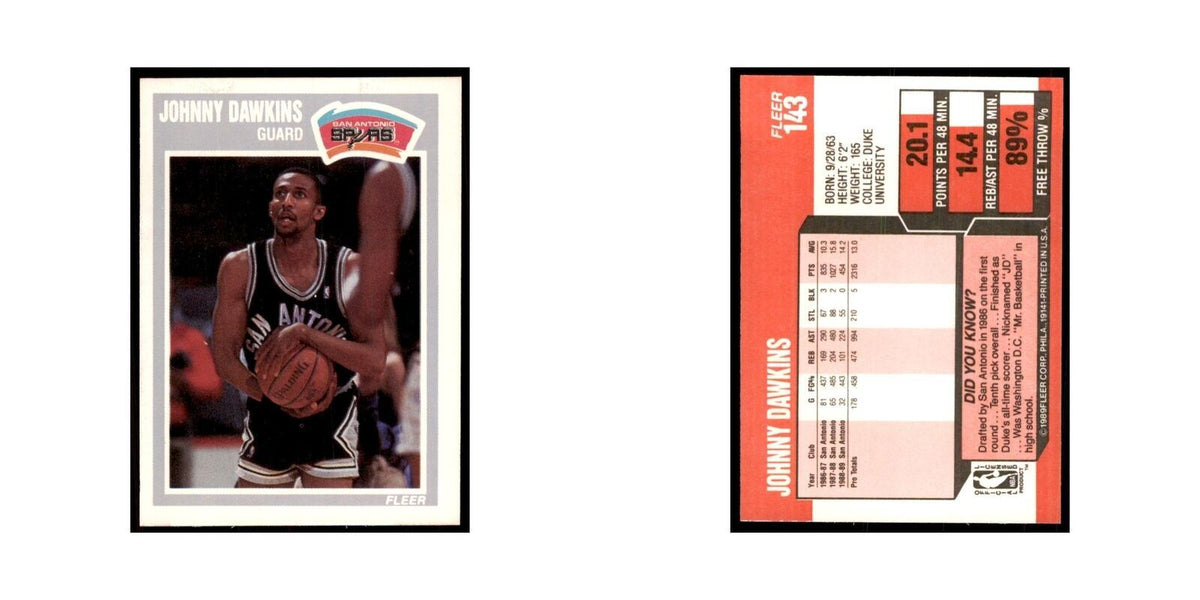 1989 Fleer Johnny Dawkins Basketball Cards #143