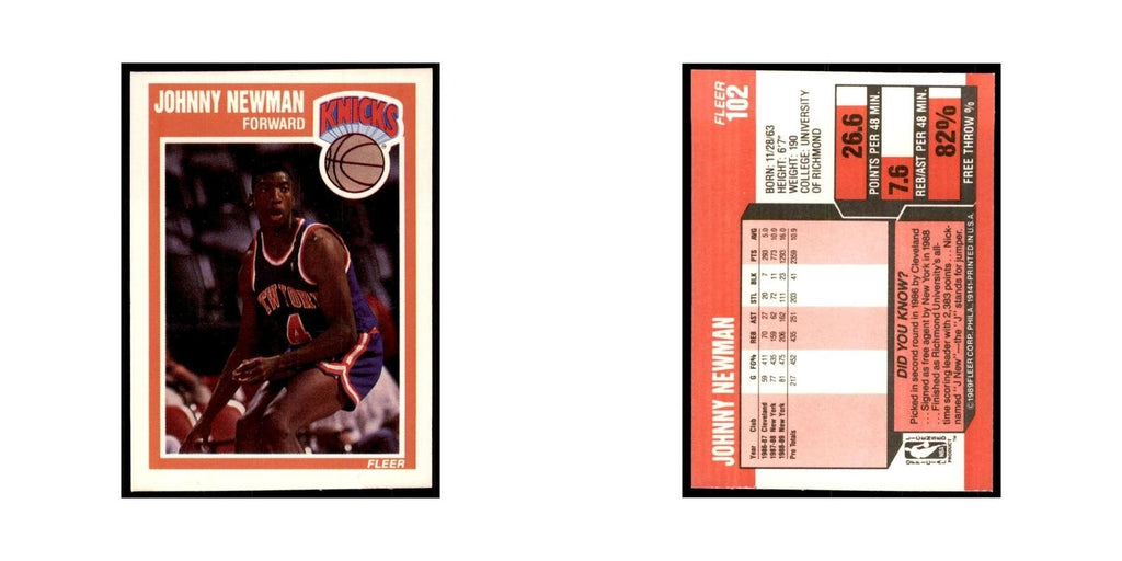 1989 Fleer Johnny Newman Basketball Cards #102