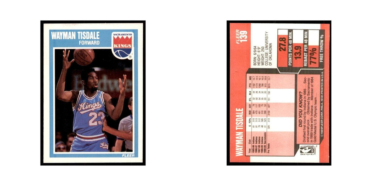 1989 Fleer Wayman Tisdale Basketball Cards #139