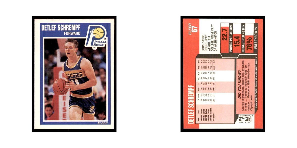 1989 Fleer Detlef Schrempf Basketball Cards #67