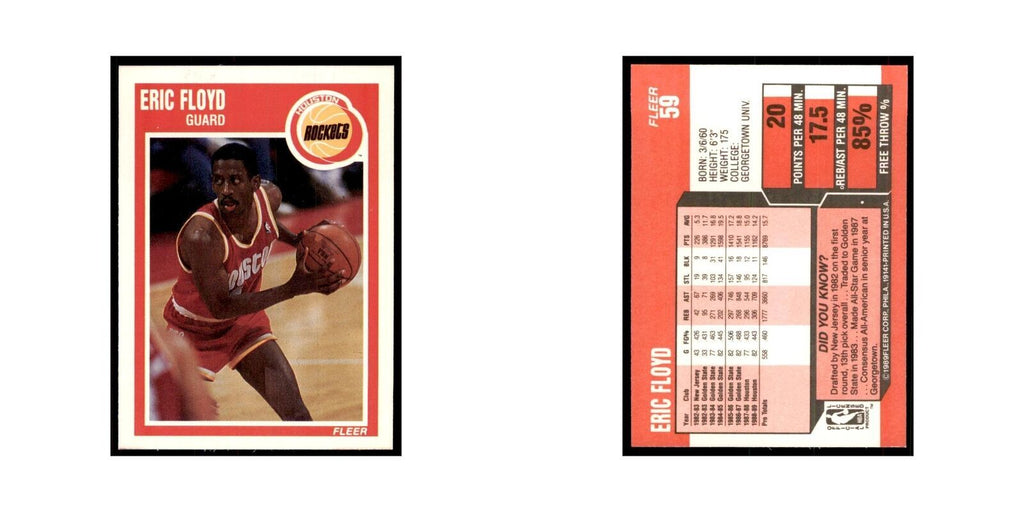 1989 Fleer Eric Floyd Basketball Cards #59