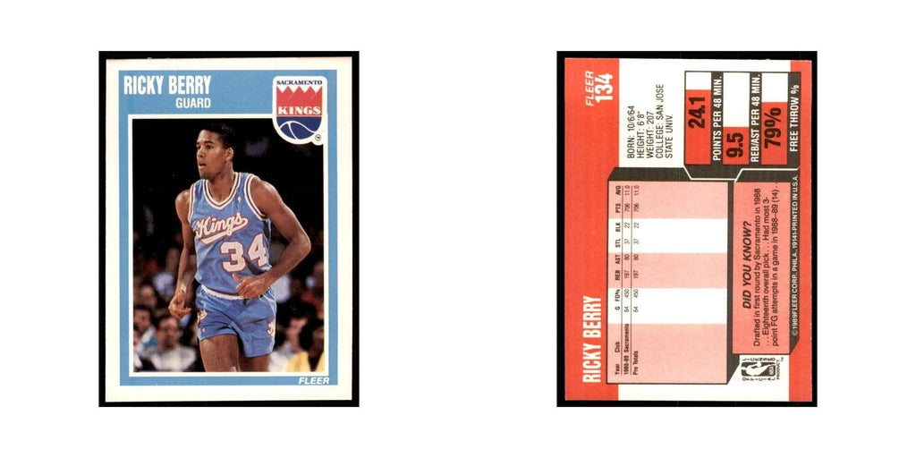 1989 Fleer Ricky Berry Basketball Cards #134