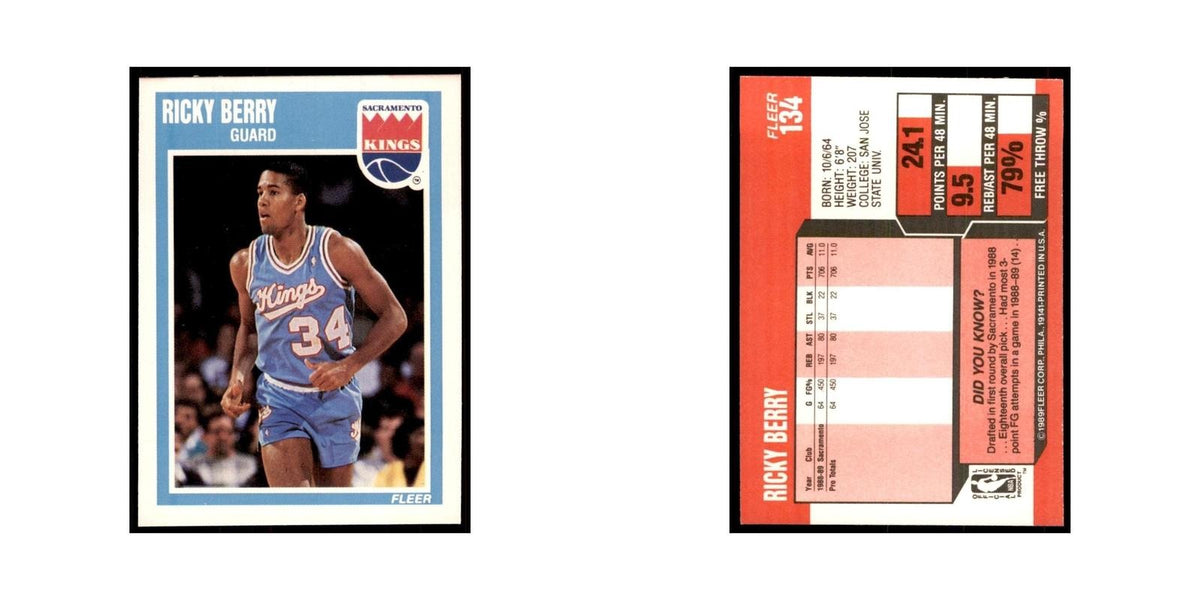 1989 Fleer Ricky Berry Basketball Cards #134