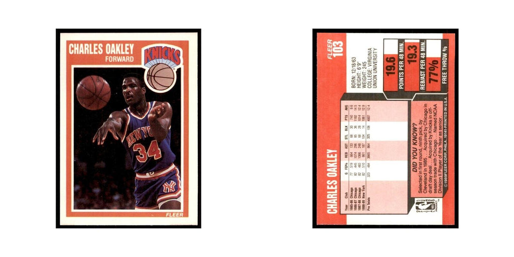 1989 Fleer Charles Oakley Basketball Cards #103