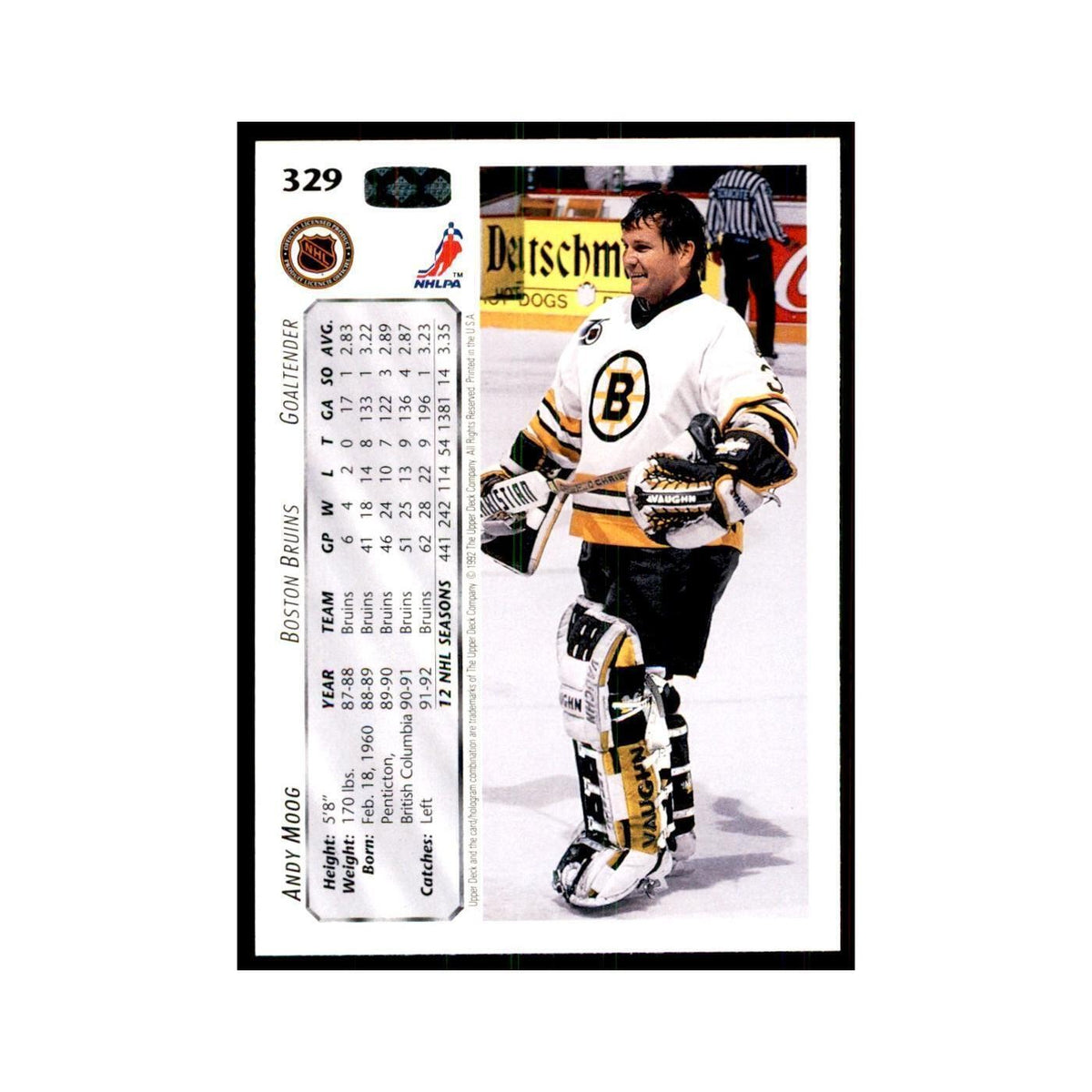 1992 Upper Deck Andy Moog Hockey Cards #329