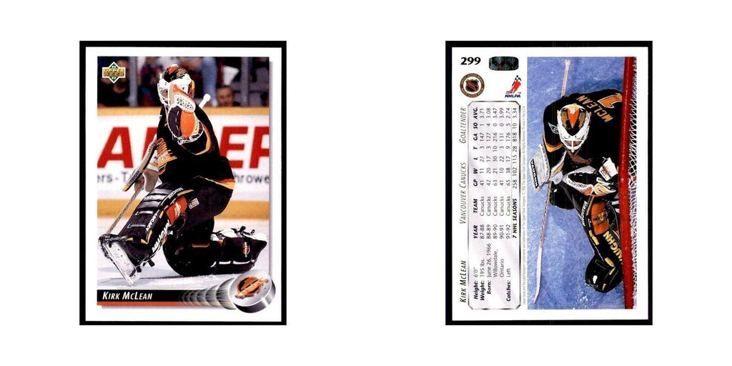 1992 Upper Deck Kirk McLean Hockey Cards #299