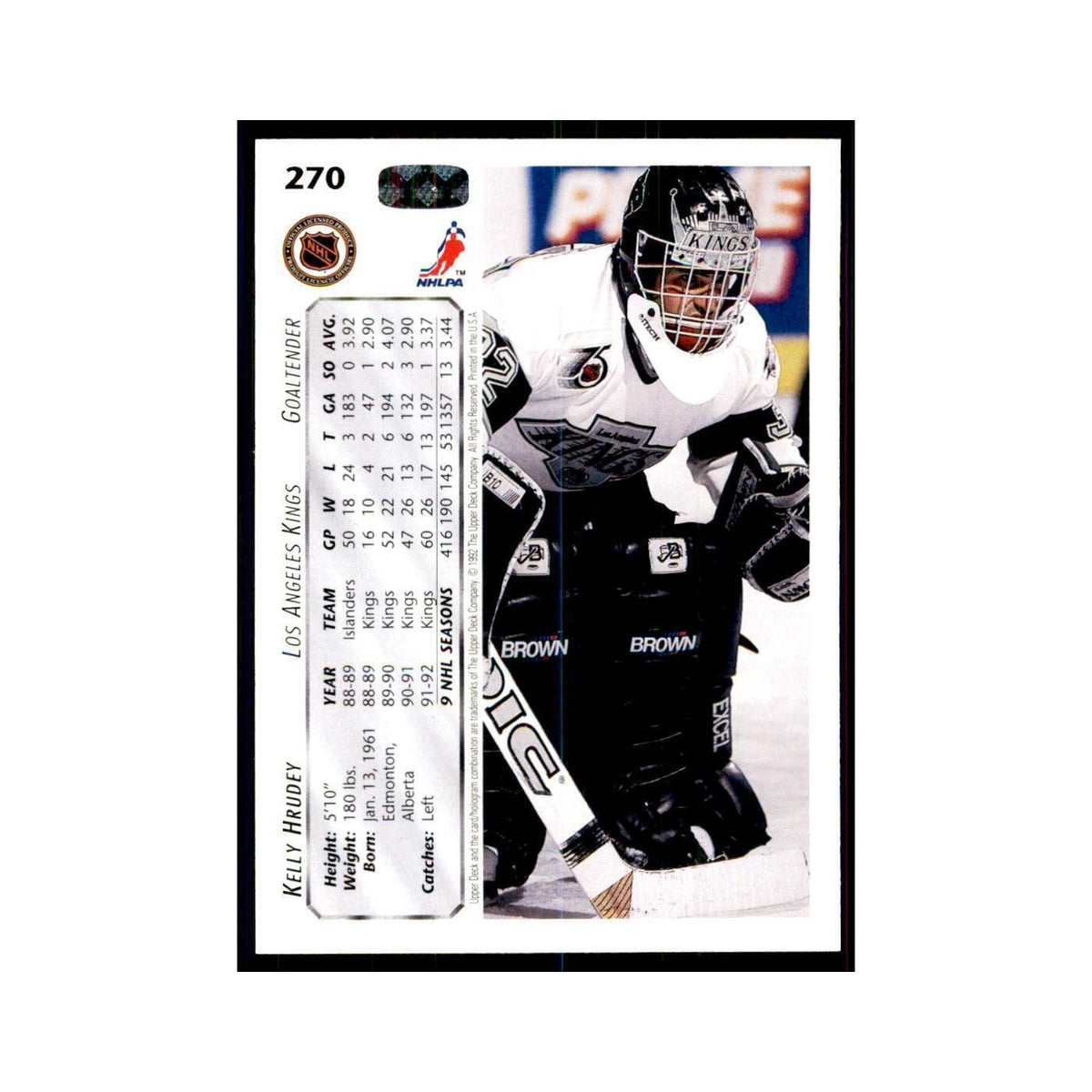 1992 Upper Deck Kelly Hrudey Hockey Cards #270