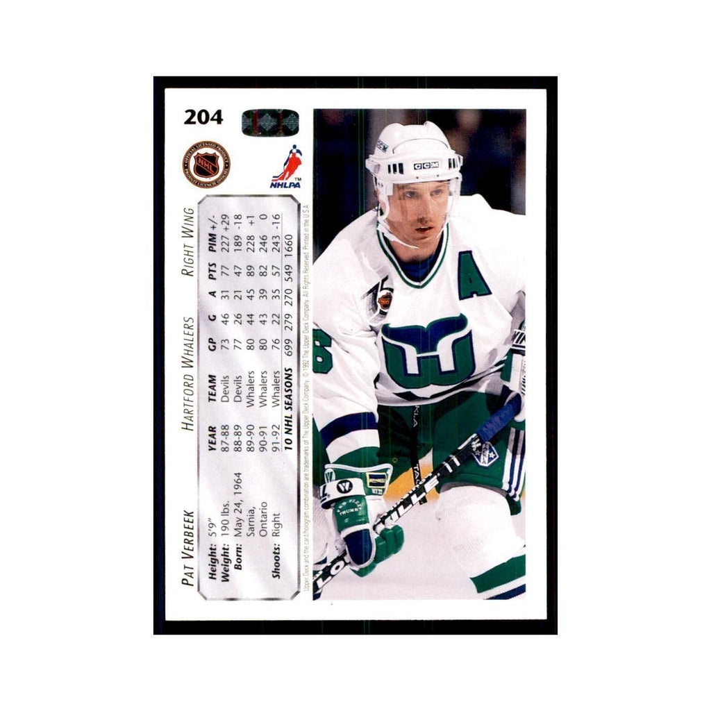 1992 Upper Deck Pat Verbeek Hockey Cards #204