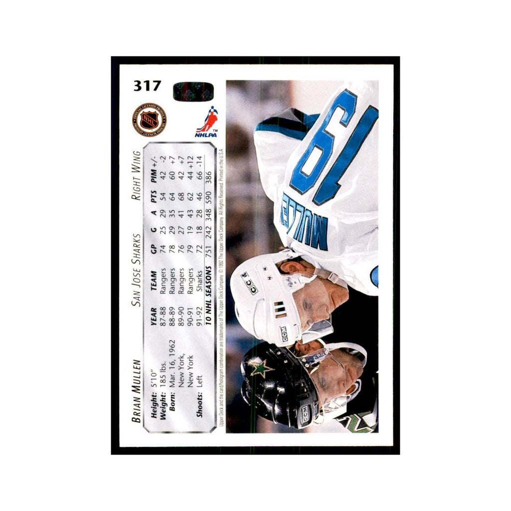 1992 Upper Deck Brian Mullen Hockey Cards #317