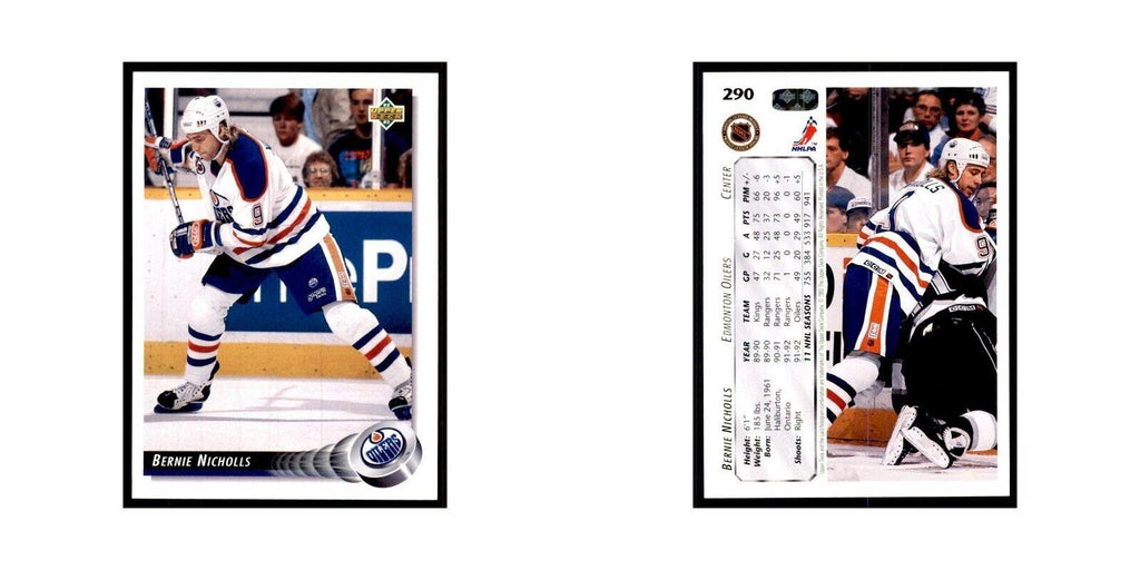 1992 Upper Deck Bernie Nicholls Hockey Cards #290