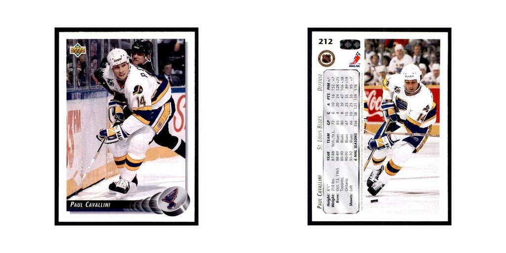 1992 Upper Deck Paul Cavallini Hockey Cards #212