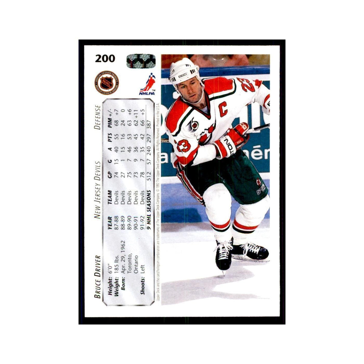 1992 Upper Deck Bruce Driver Hockey Cards #200