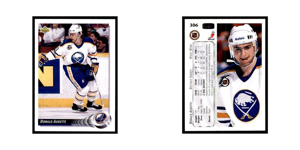 1992 Upper Deck Donald Audette Hockey Cards #306