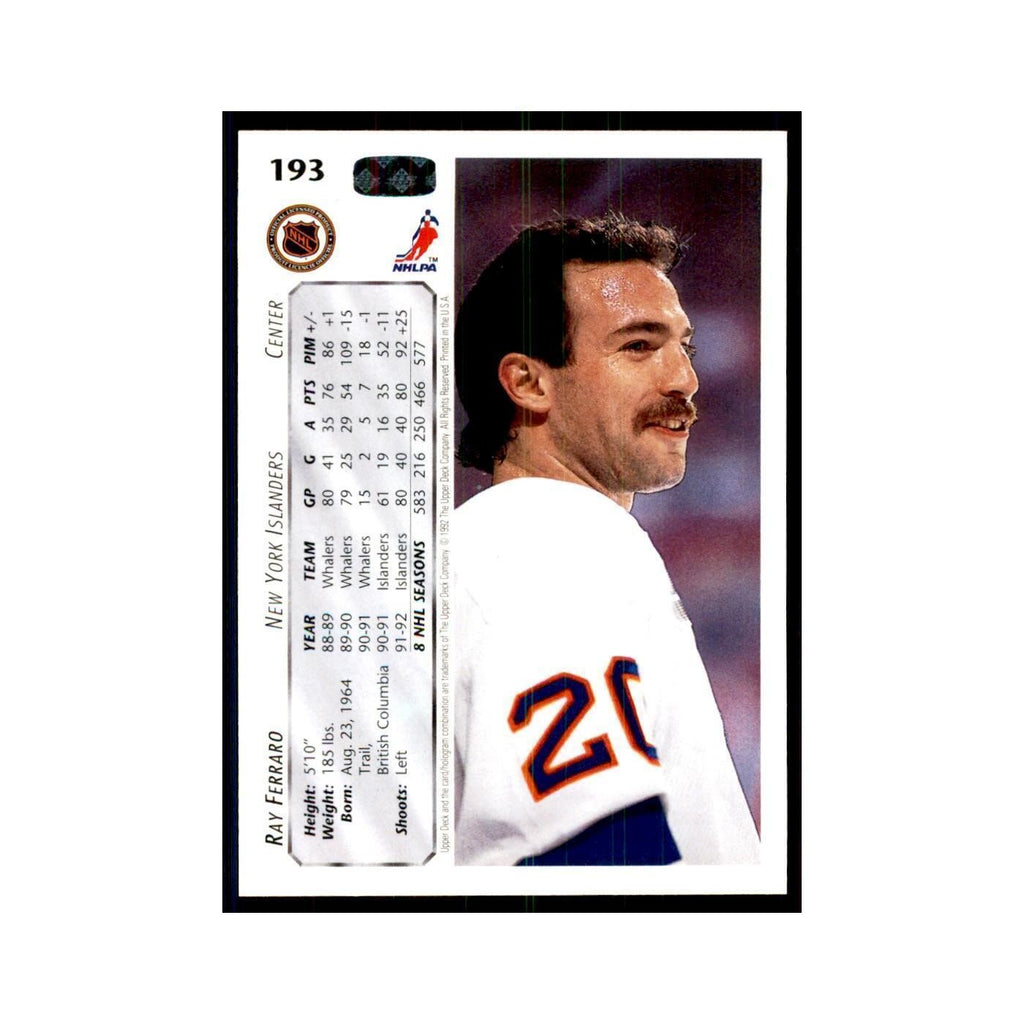1992 Upper Deck Ray Ferraro Hockey Cards #193