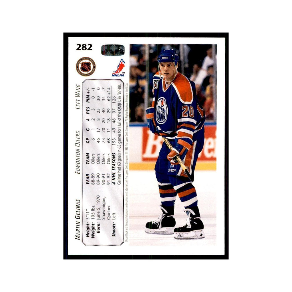 1992 Upper Deck Martin Gelinas Hockey Cards #282