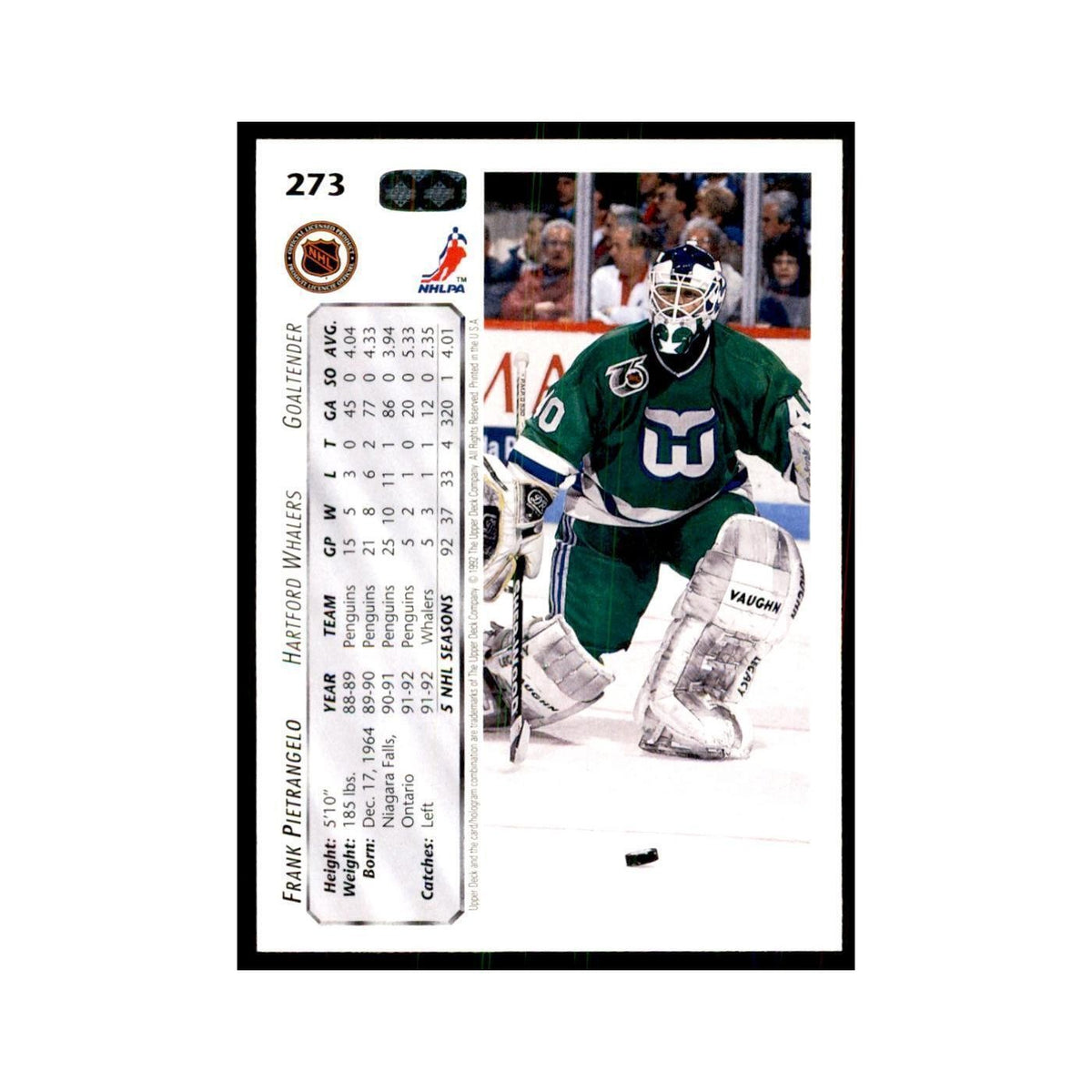 1992 Upper Deck Frank Pietrangelo Hockey Cards #273